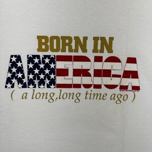VINTAGE Murina Born In America T-Shirt Mens 2XL White Crewneck Tee Made In USA